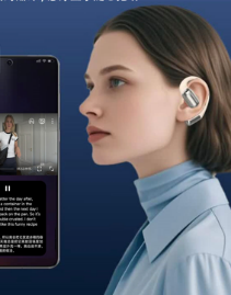Woman wearing Lumina Smart AI translation glasses for instant language learning and interpretation